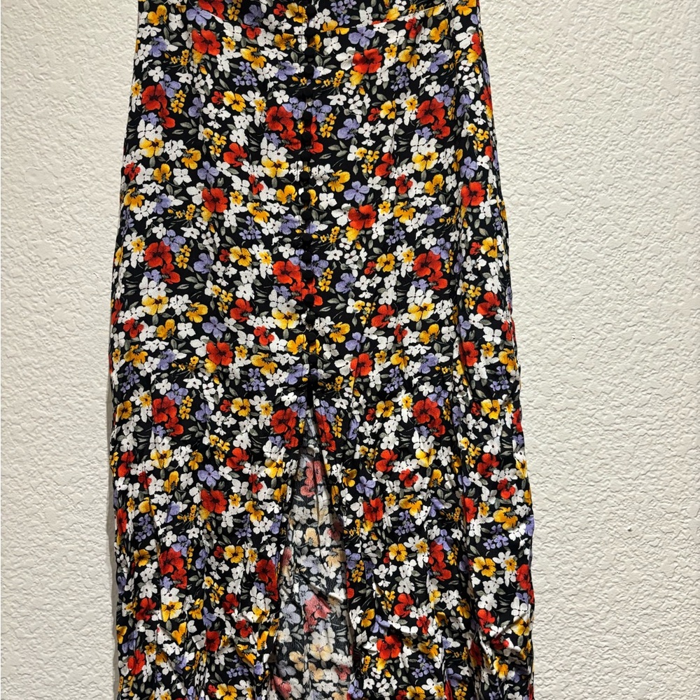Forever 21 Floral Maxi Skirt - Black, Red, Yellow